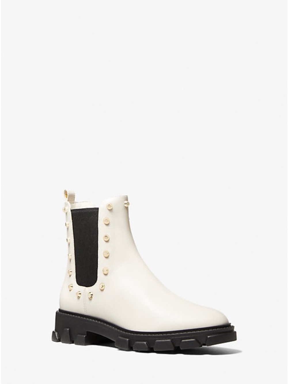 Michael Kors White Studded Chelsea Combat Boot